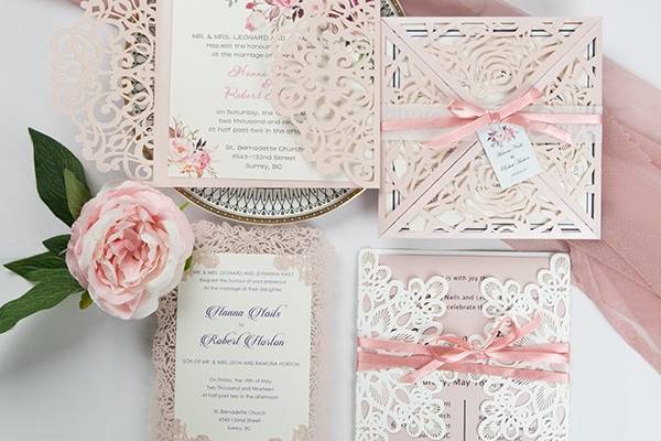 Laser Cut Invitation Blush