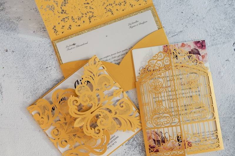 Laser Cut Invitation Gold