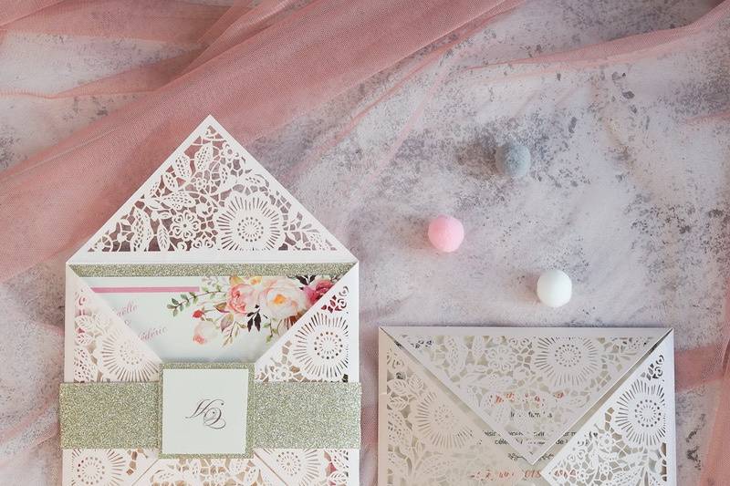 Laser Cut Invitation Blush