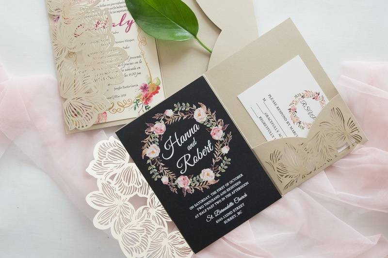 Laser Cut Invitation Black