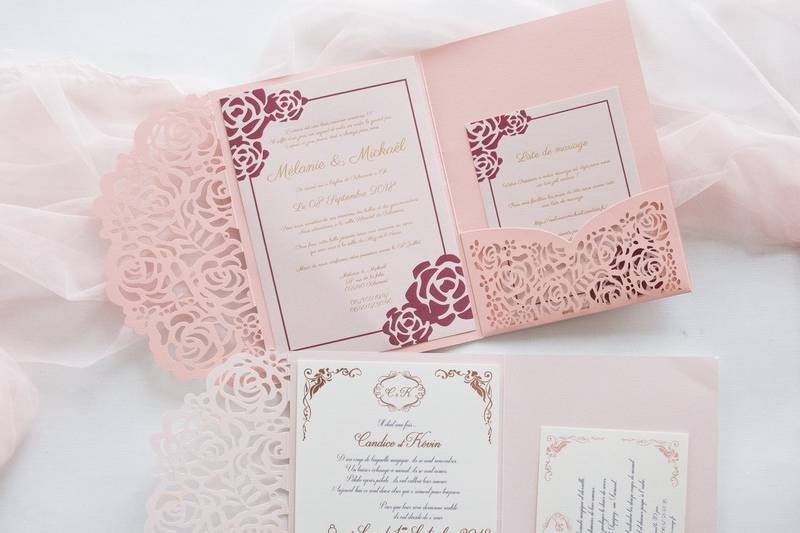 Laser Cut Invitation Blush 1