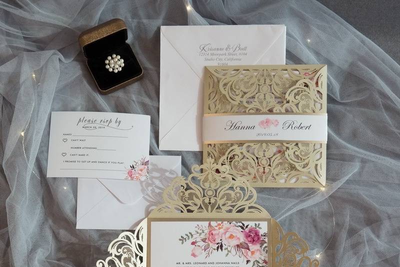 Laser Cut Invitation Gold 2