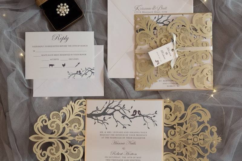 Laser Cut Invitation Gold 2