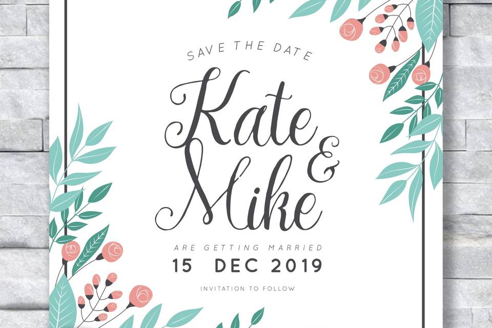 Save the Date with Flowers