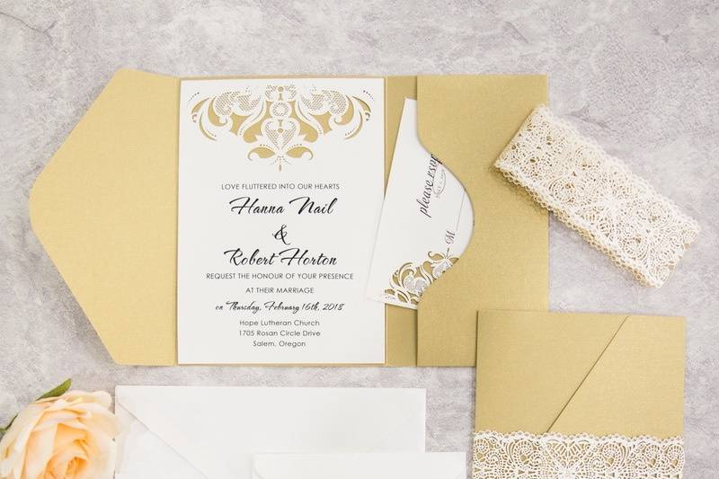 Laser Cut Invitation Gold