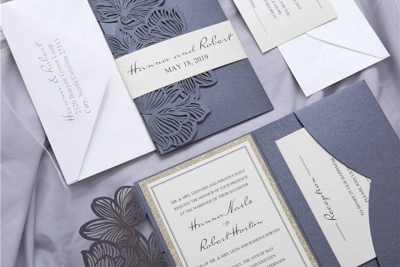 Grey Laser Cut Invitation 2