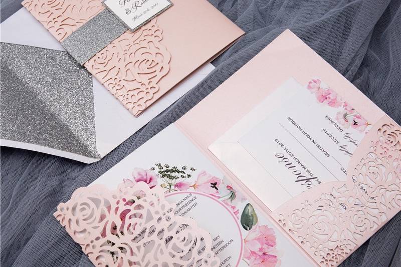 Blush Laser Cut Invitation 2