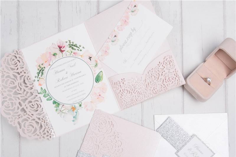 Laser Cut Invitation Blush