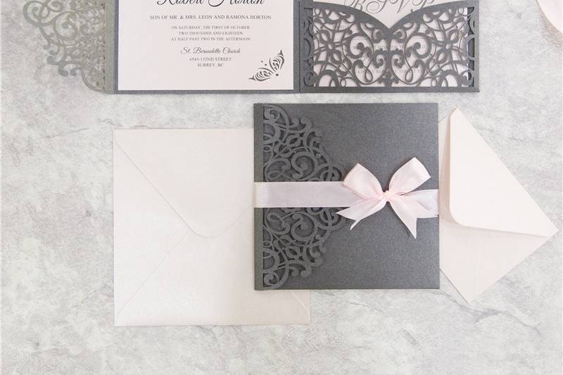 Laser Cut Invitation Gray