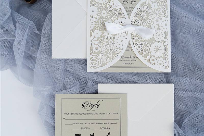 White Laser Cut Invitation