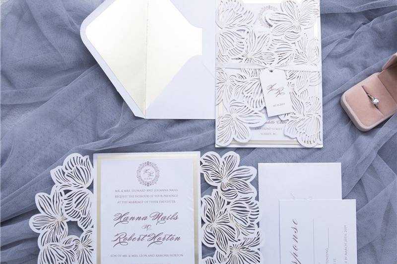 White Laser Cut Invitation