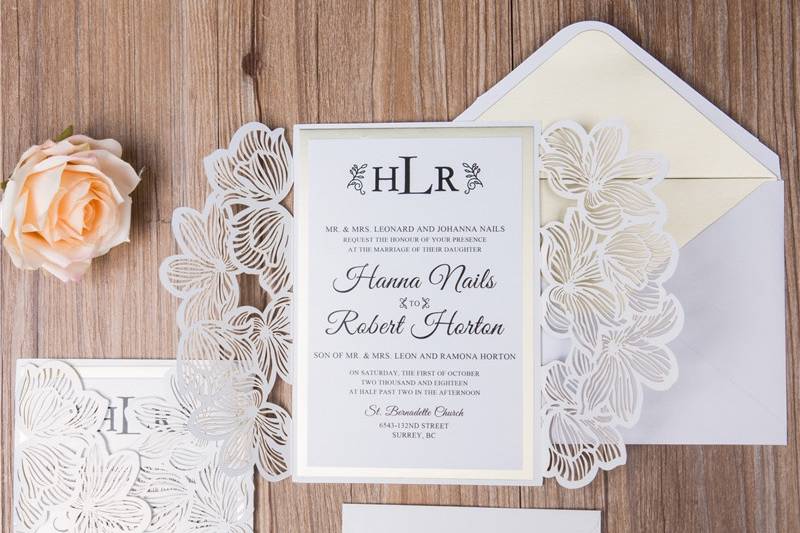 Laser Cut Invitation White