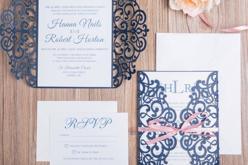 Laser Cut Invitation Blue