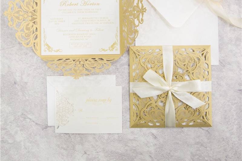 Laser Cut Invitation Gold