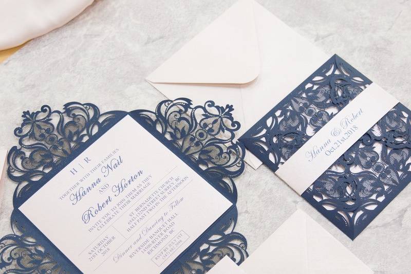 Laser Cut Invitation Blue