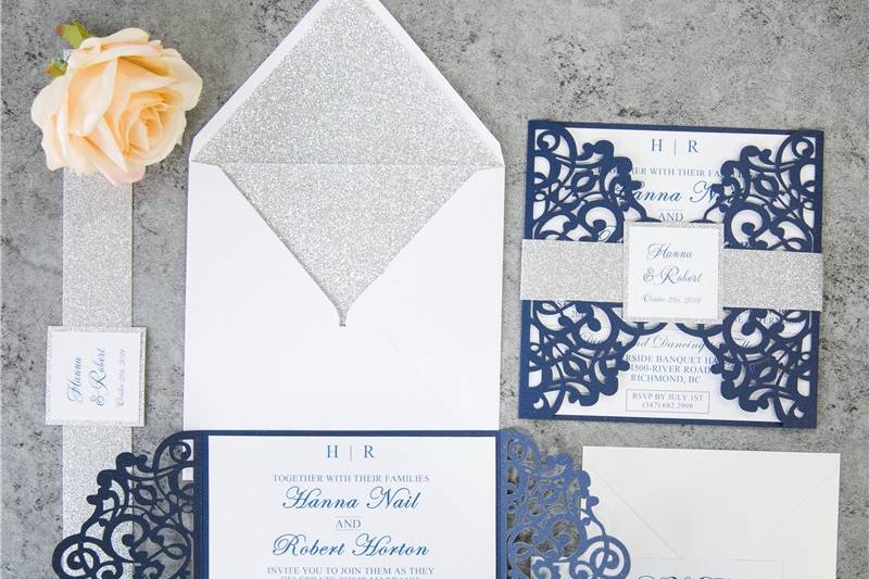 Laser Cut Invitation Blue