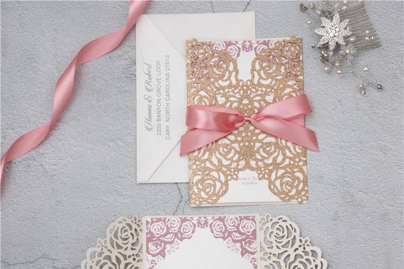 Laser Cut Invitation Blush