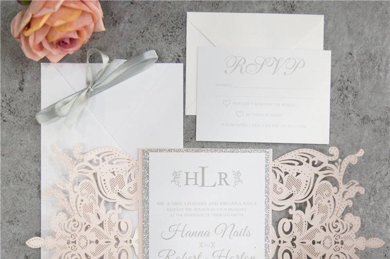 Laser Cut Invitation Blush