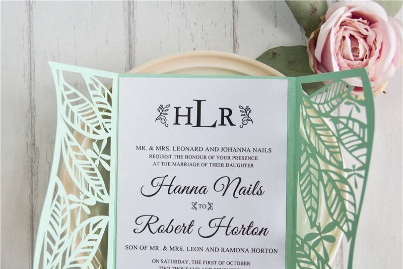 Green Laser Cut Invitation