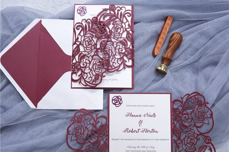 Flower Laser Cut Invitation 2