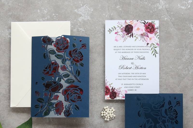 Rose Laser Cut Invitation