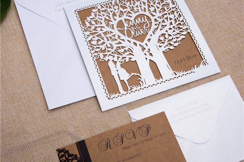 Tree Laser Cut Invitation