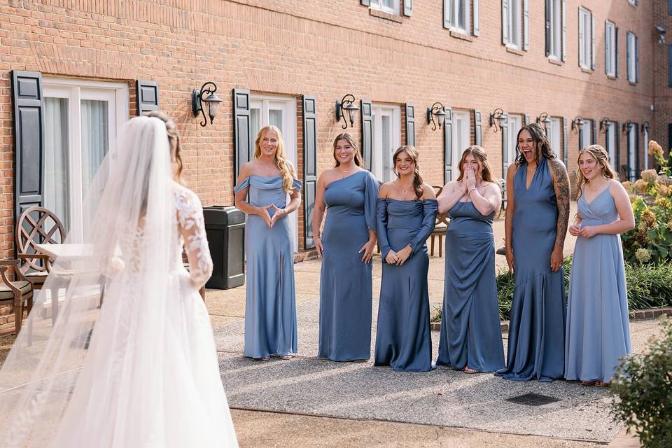 Bride with bridesmaids
