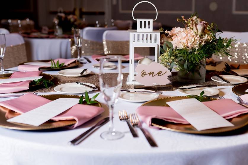 Soft pinks and gold decor