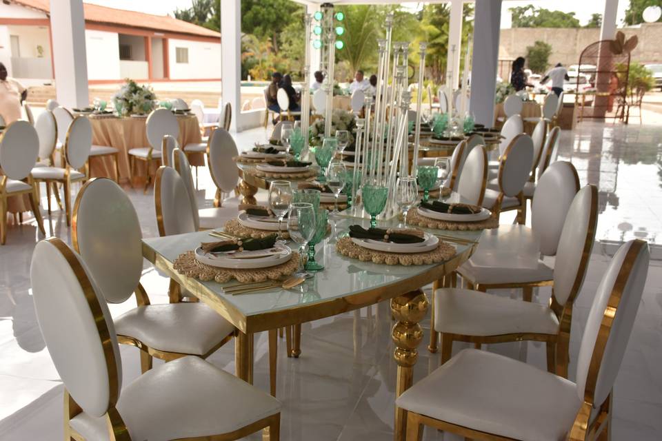 An open-air reception space