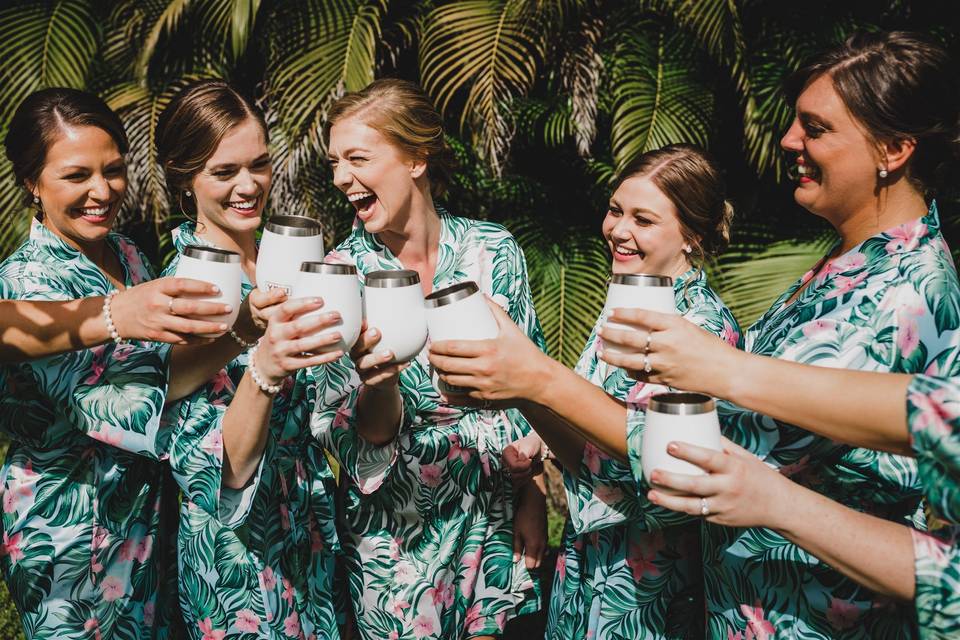 Bridesmaids getting ready