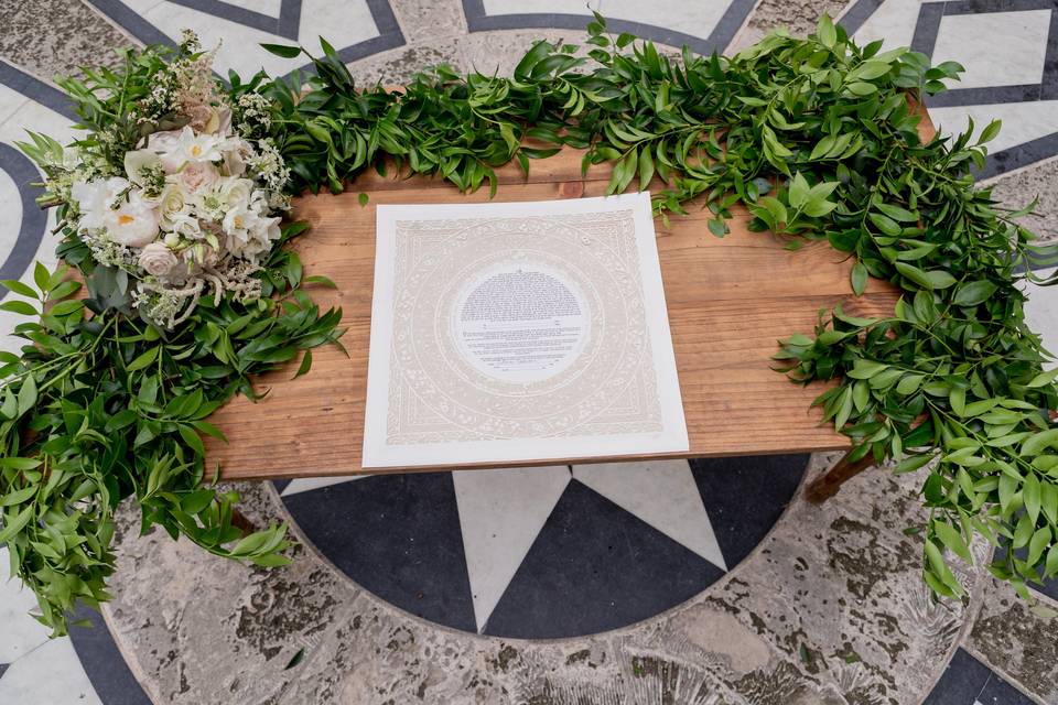 Ketubah signing table