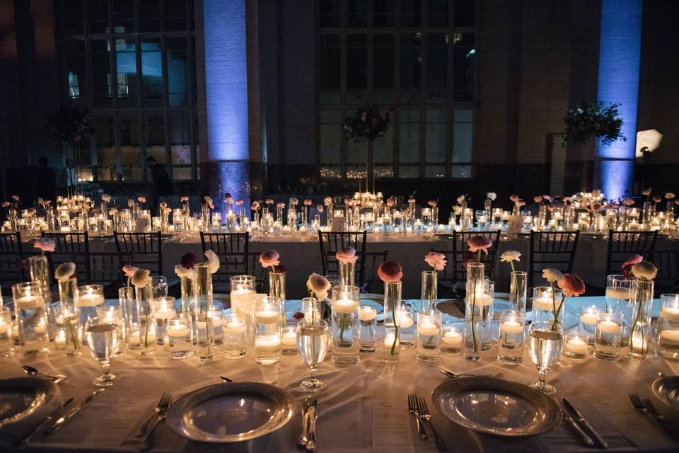 Candlelight and bud vases