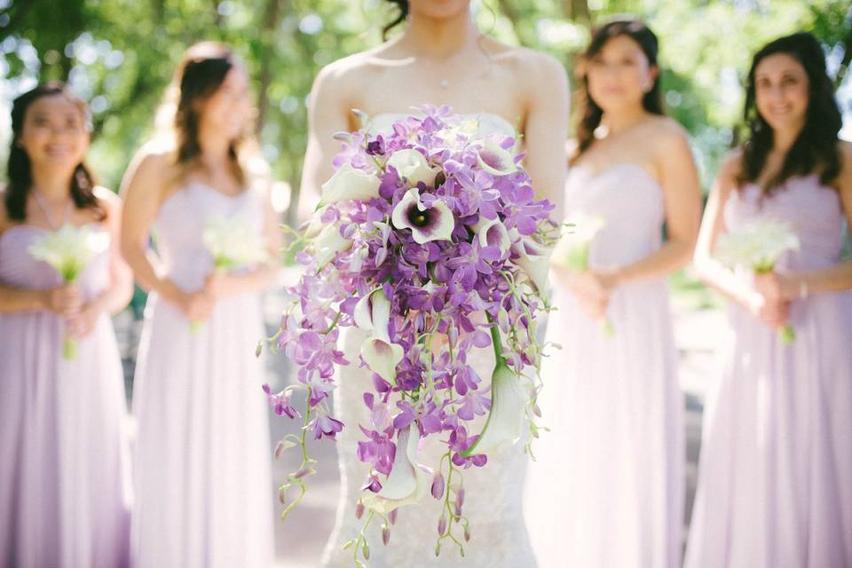 Flowers and bridesmaids