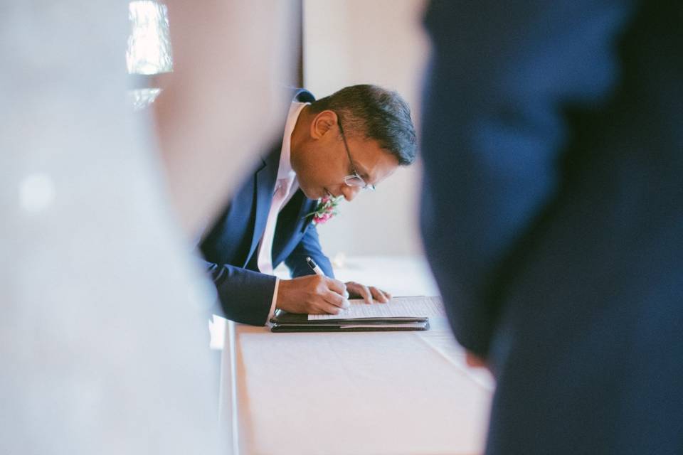 Marriage license signing