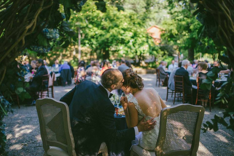 Bride and groom at reception