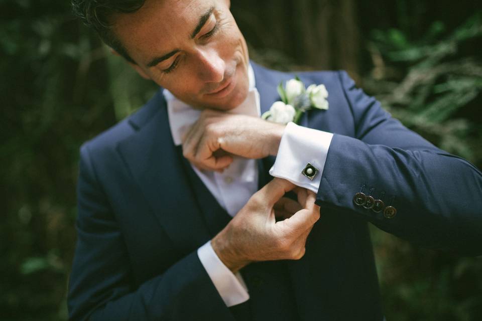 Groom getting ready