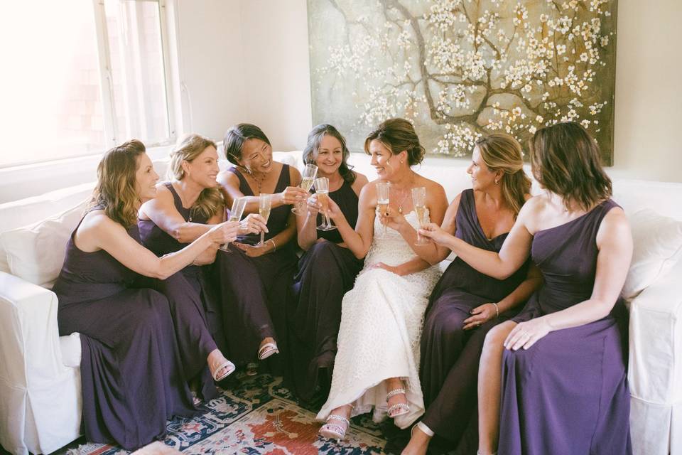 Bride and bridesmaids