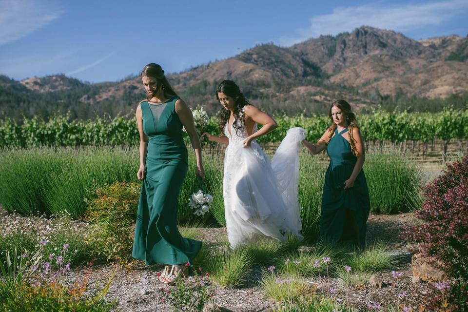 Bride and bridesmaids