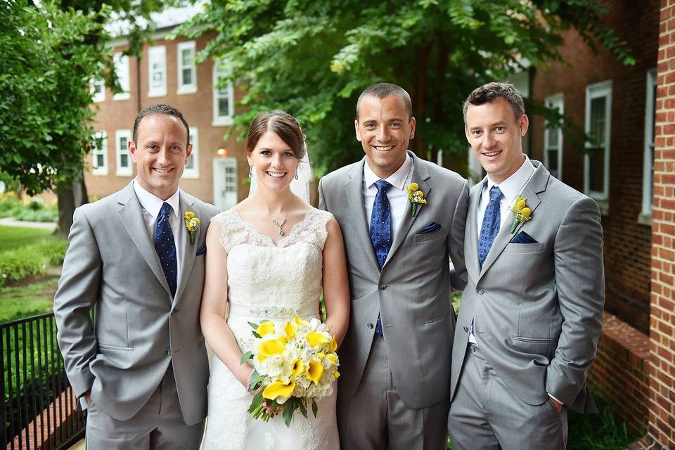 Bride and the groomsmen