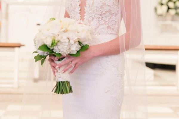 Deep neckline wedding dress