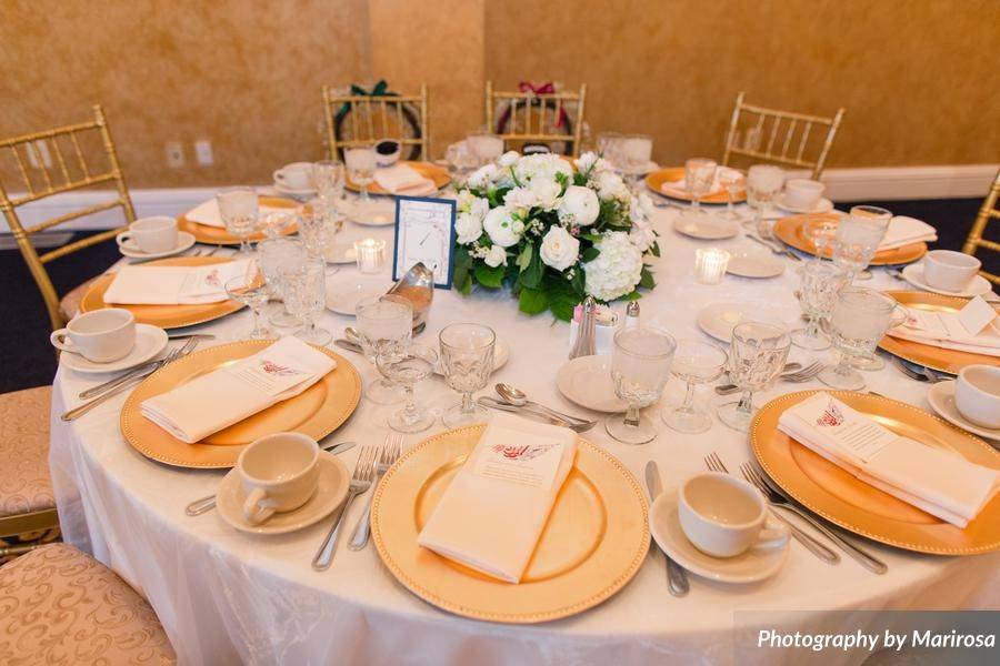 Table setting and floral centerpiece