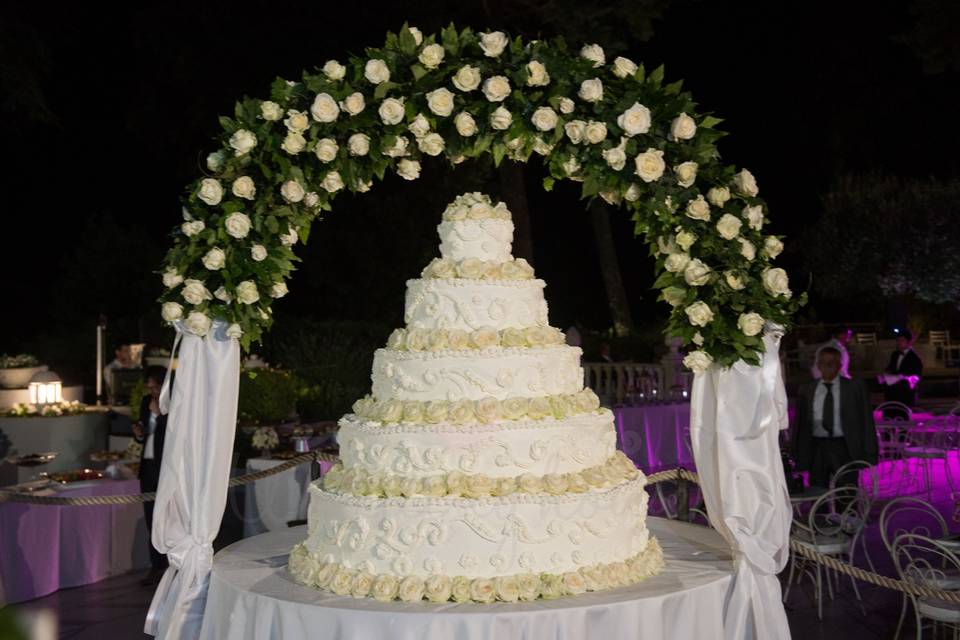 Multiple layered wedding cake