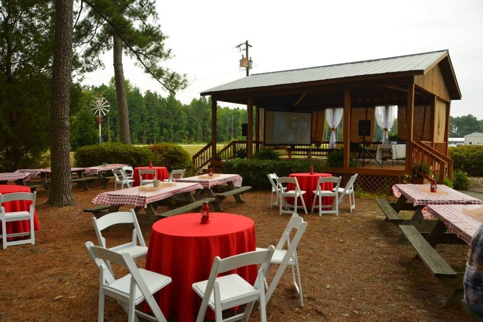 Stage area decorated for an event