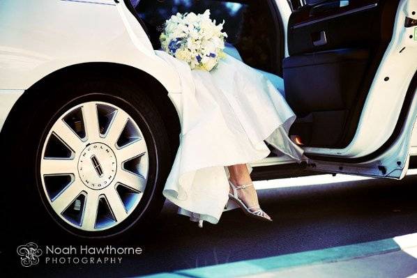 Bride getting out of limo