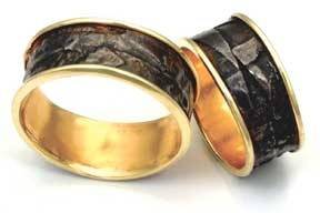 The Fusion Band.
Fused 18k and 22k gold with Sterling Silver custom handmade wedding bands.