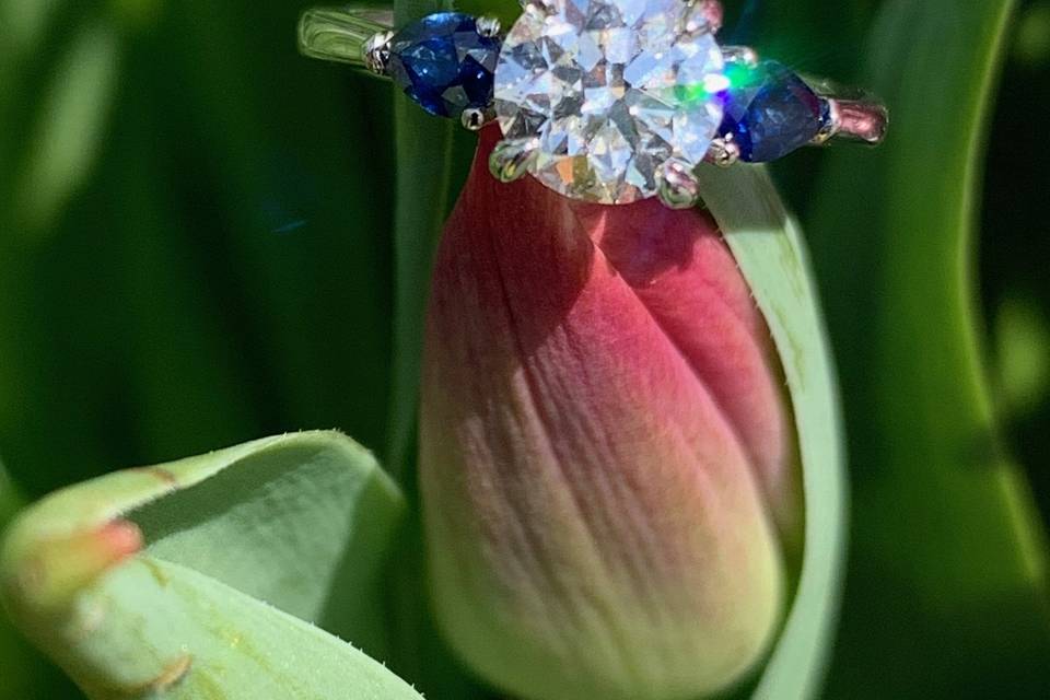 Diamond with Sapphire accents