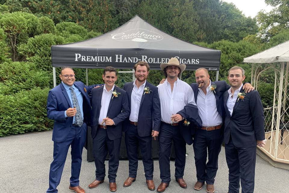 Groomsmen Enjoying Cigars