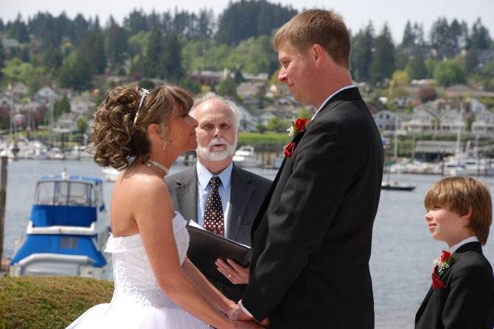 Officiant with the groom