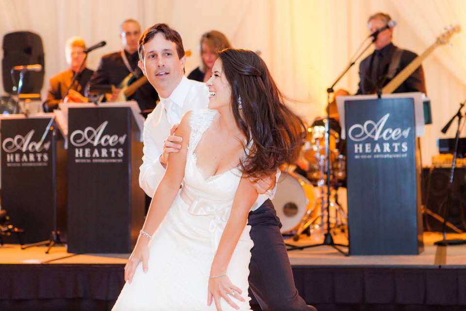 Ace Of Hearts Variety Band at the Riviera Country Club.What a fun couple!Photo by Figlewicz Photography
