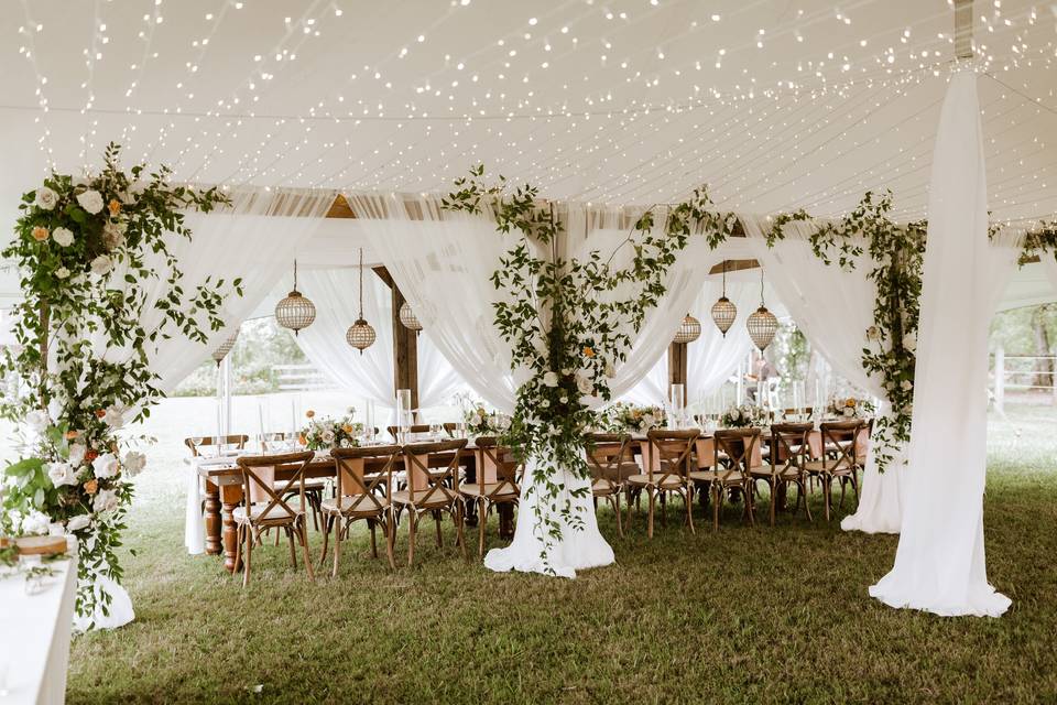 Backyard glam tent wedding